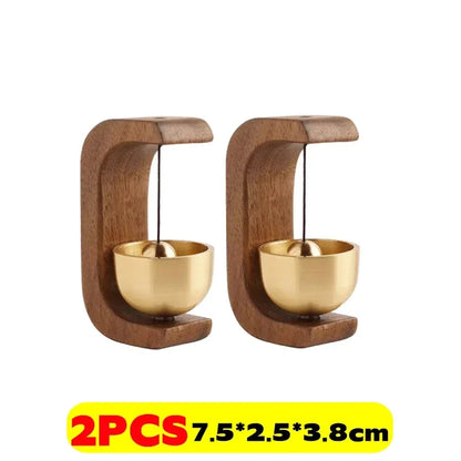 Wireless Doorbell with Solid Wooden Design - Magnetic Brass Wind Chimes, Jingle Bell Pendant for Entrance & Home Decor