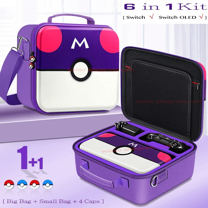 Cute Carrying Case for Nintendo Switch — Hard Shell Storage & Shoulder Bag for Switch OLED Console & Accessories