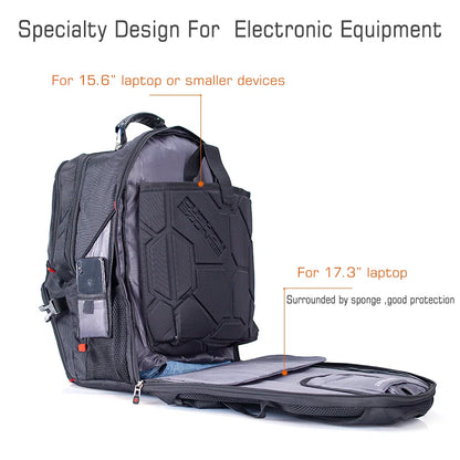 Swiss Multifunctional 17 Inch Laptop Backpack – Durable Travel Bag with USB Charging Port, Water-Resistant College Bookbag