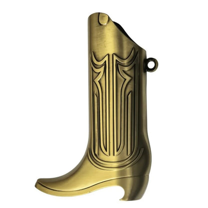 Metal Cowboy Boot Lighter Case - Cute Cat Eye Rhinestone Embroidered Zinc Alloy BIC J6 Sleeve Cover