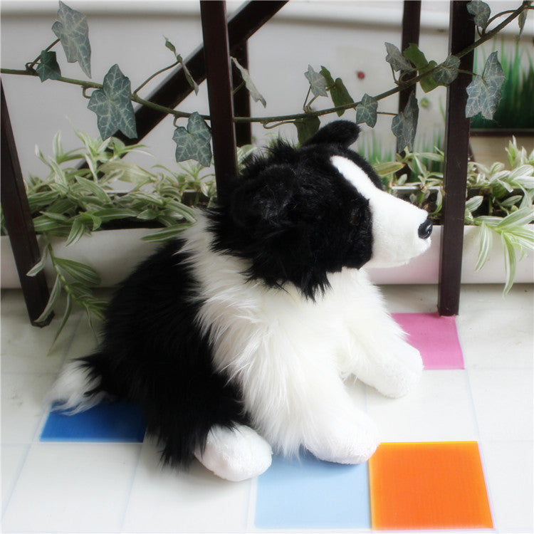 32cm Lifelike Border Collie Plush Toy - Soft Stuffed Puppy for Kids, Realistic Dog Doll Christmas Gift