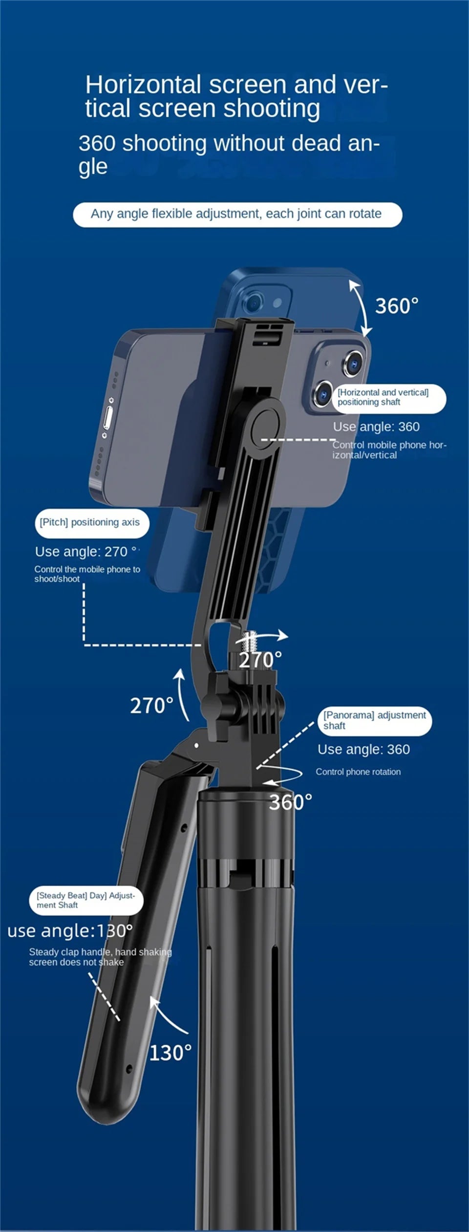 COOL DIER Smartphone Tripod – Bluetooth Shutter Selfie Stick Stand with Wireless Phone Holder