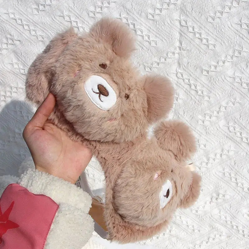 Soft Cute Bear  Lingerie — Autumn Winter Plush Cartoon Bra for Women
