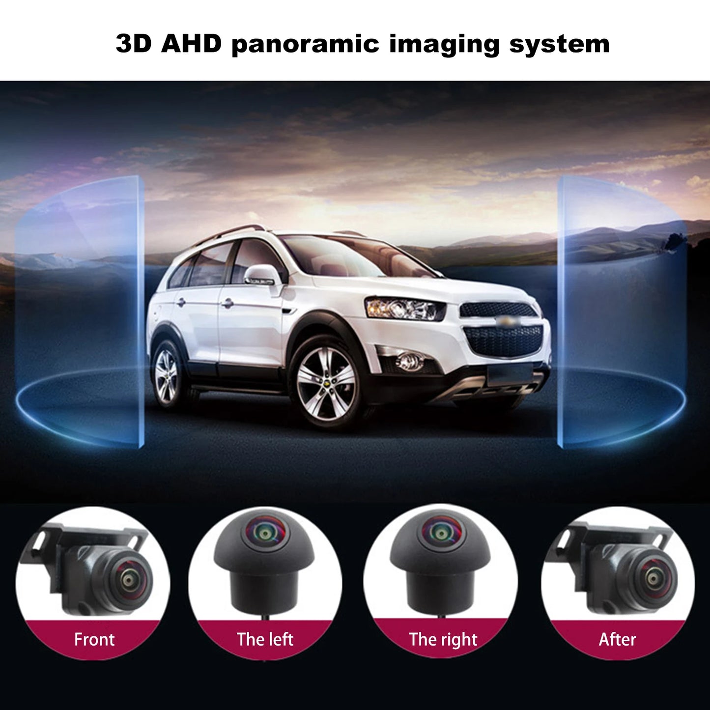 360 Vehicle Camera System – Panoramic Surround View with 1080P AHD Right, Left, Front, and Rear Cameras, Night Vision, Compatible with Android Auto Radio