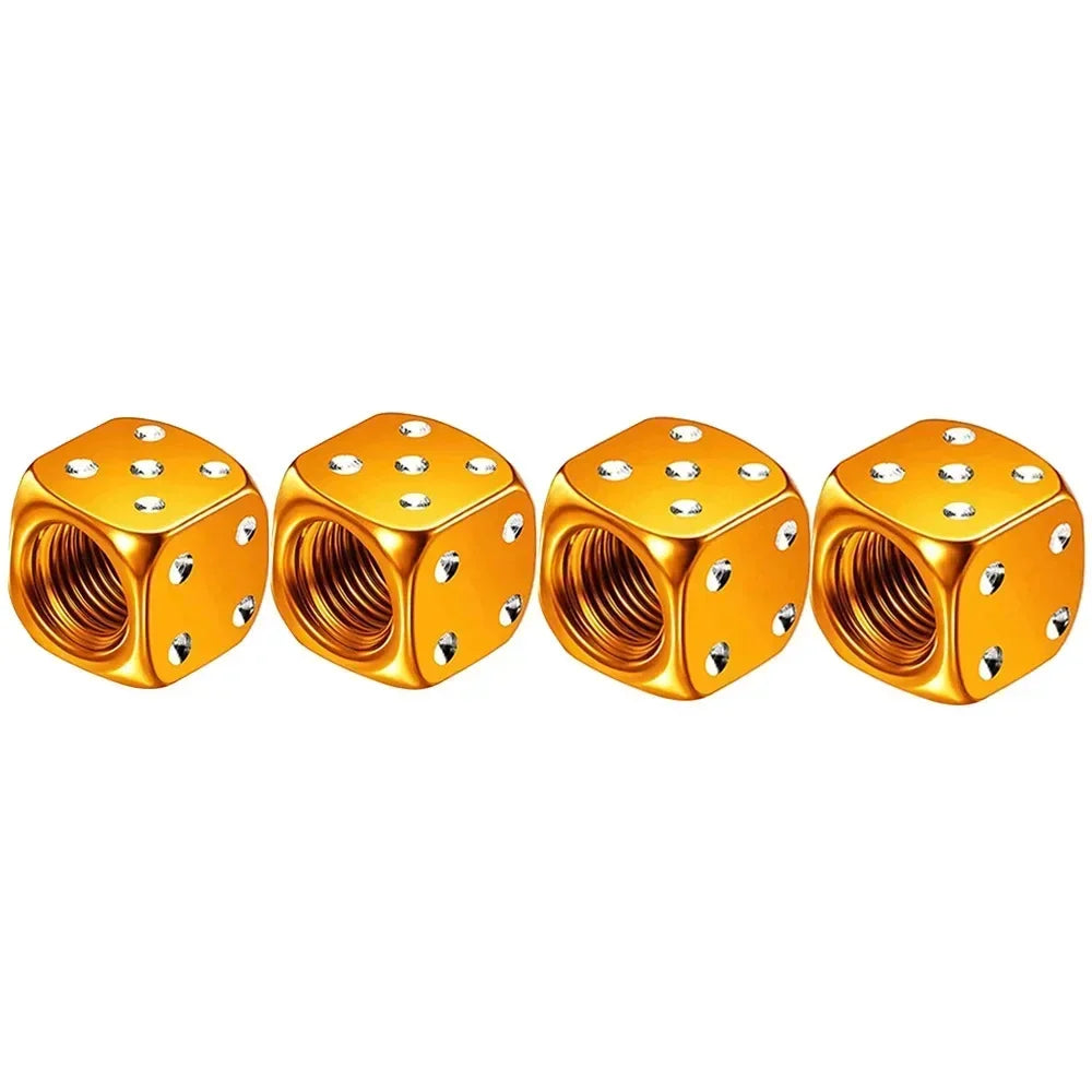 4 Pcs Crown Dice Car Wheel Tire Valve Caps - Universal Tyre Rim Stem Covers | Air Dust & Waterproof | Bling Accessories for Car & Motorcycle