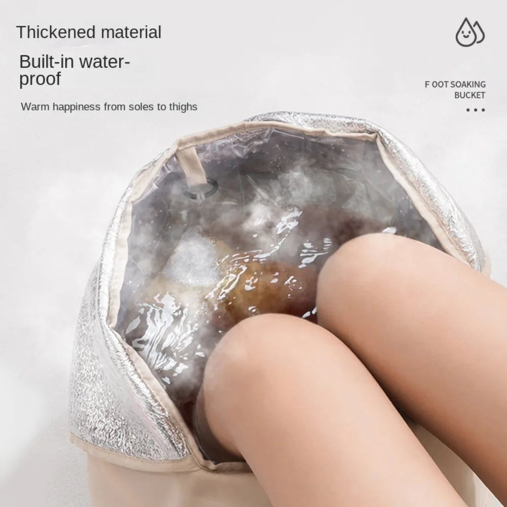 Heightened Folding Foot Soak Bucket - Over-Calf Knee Protection, Portable for Home and Travel, 1 Piece Fumigation Foot Wash Bag