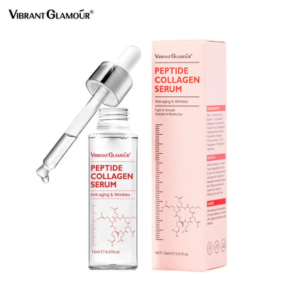 VIBRANT GLAMOUR 10-Piece Peptide Collagen Facial Serum Set - Anti-Aging Moisturizing Skin Care for Fine Lines, Firmness, and Radiance