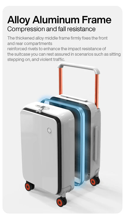 Mixi 20" Wide Handle Carry-On Suitcase — New Design Travel Trolley with Aluminum Frame, Unisex PC Luggage M9275