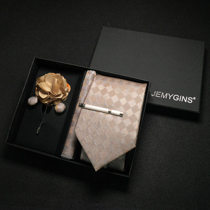 Wine Red Paisley Silk Tie Set for Men - Luxury Wedding Neck Tie with Pocket Square & Cufflinks Gift Box Accessories