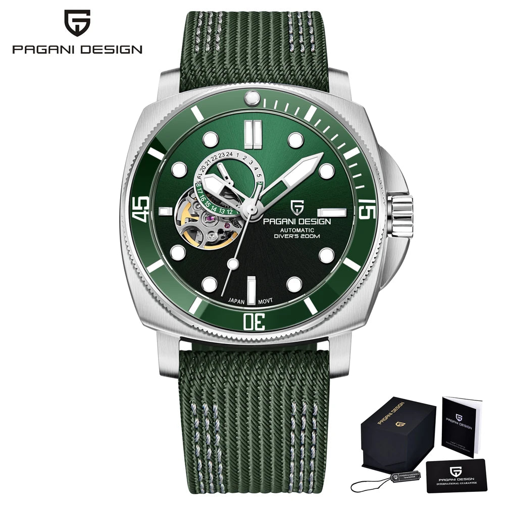 PAGANI DESIGN 2023 Men’s Tourbillon Automatic Watch – Mechanical Wristwatch with Ceramic Bezel, Luminous Display & 20Bar Waterproof