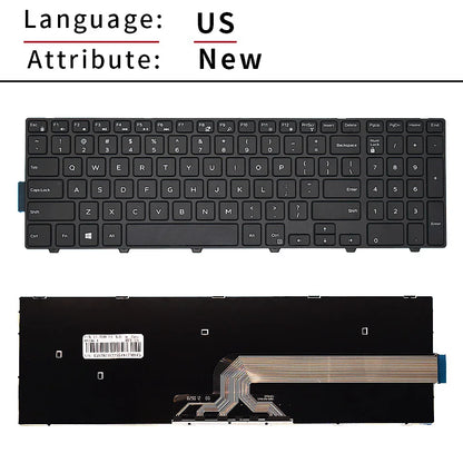 Dell Inspiron 15 Keyboard Replacement – BR/SP/US Russian Layout Backlit Keyboard for 3567 5577 5555 5557 5559 3543 5547 5549 5548 P39F P51F