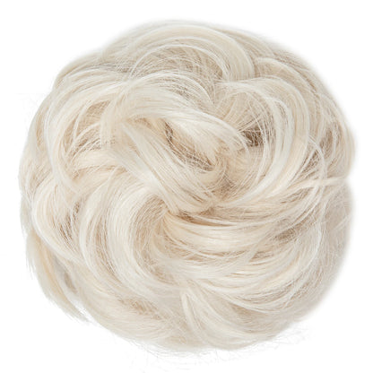 Synthetic Messy Hairpiece Chignon Scrunchie – Blonde & Brown Donut Bun for Women, Elastic Daily Use Hair Extension H9