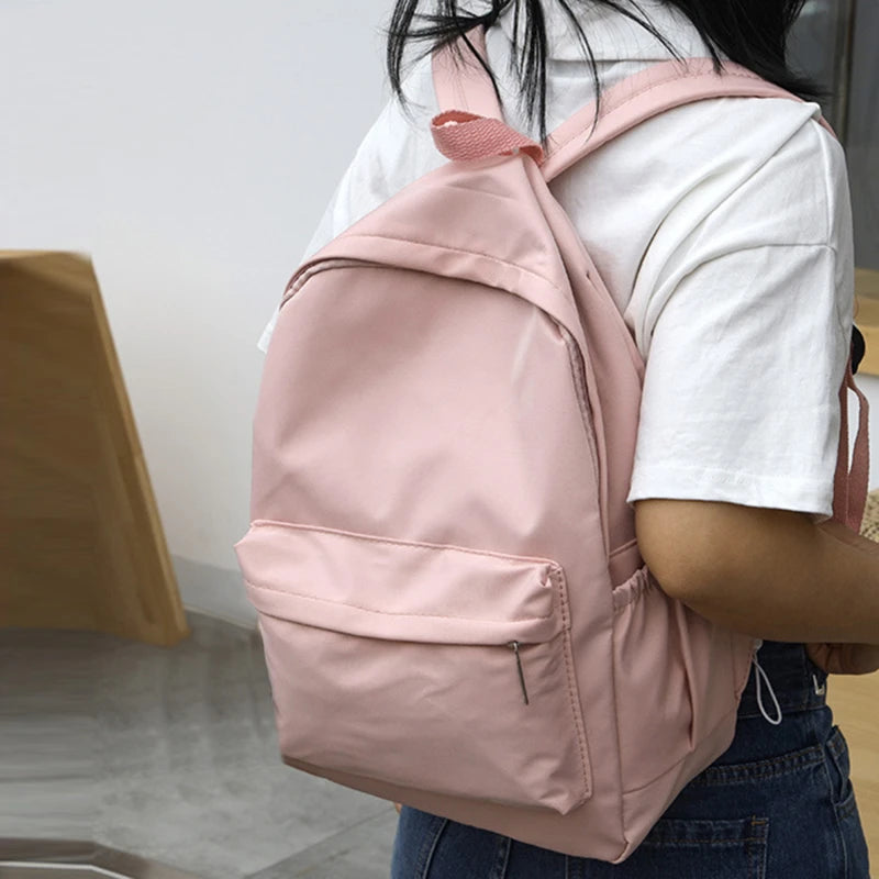 Women’s Waterproof School Backpack | Large Capacity Solid Color Daypack for Teens & Students