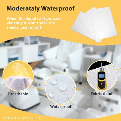 100pcs Disposable White Salon & Massage Table Covers – Breathable Non-Woven Spa & Tattoo Bedsheets