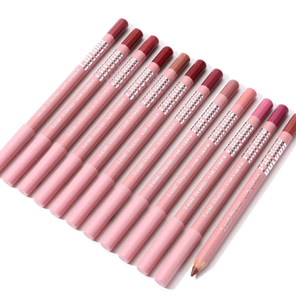 12-Color Matte Lipliner Pencil – Waterproof, Plumping Lip Liner for Natural Nude & Pink Shades | Professional Lip Contour Makeup