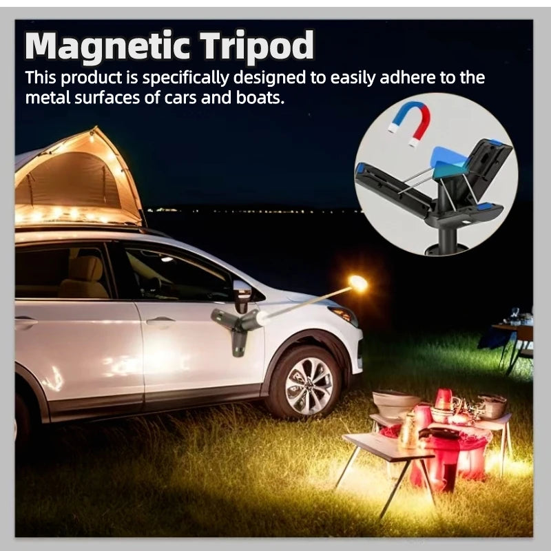 8000mAh Rechargeable Telescopic Camping Lantern: Dimmable Night Light with Magnetic Base for Outdoor Adventures & Emergencies