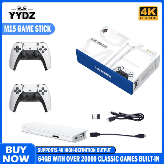 M15 Retro Game Console – 64GB, 20,000+ Games, 4K HD Output, Handheld Video Game Stick with 20+ Emulators for GBA, PS1, Arcade