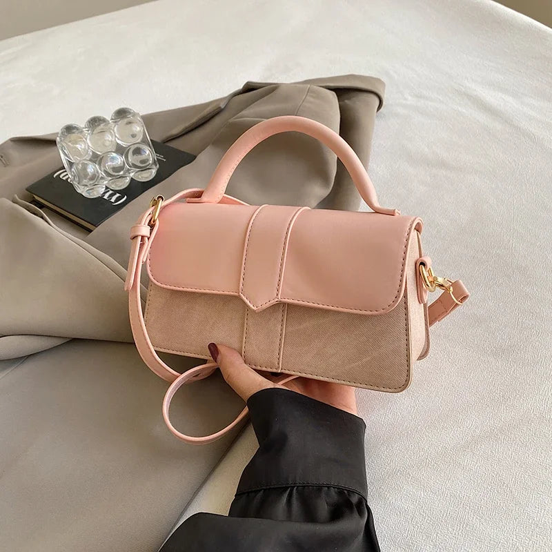 PU Leather Shoulder Bag for Women – Fashion Crossbody Vintage Underarm Square Satchel Handbag (Black)