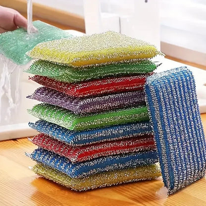 Steel Wire Sponge Scouring Pads (10/50pcs) – Double-Sided Non-Stick Oil Cleaning Cloths for Kitchen Dishwashing & Heavy Duty Scrubbing Tools