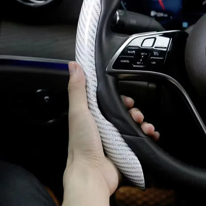 Carbon Fiber Silicone Steering Wheel Cover - Non-Slip Microfiber Leather Universal Car Wheel Protector 2/3PCS