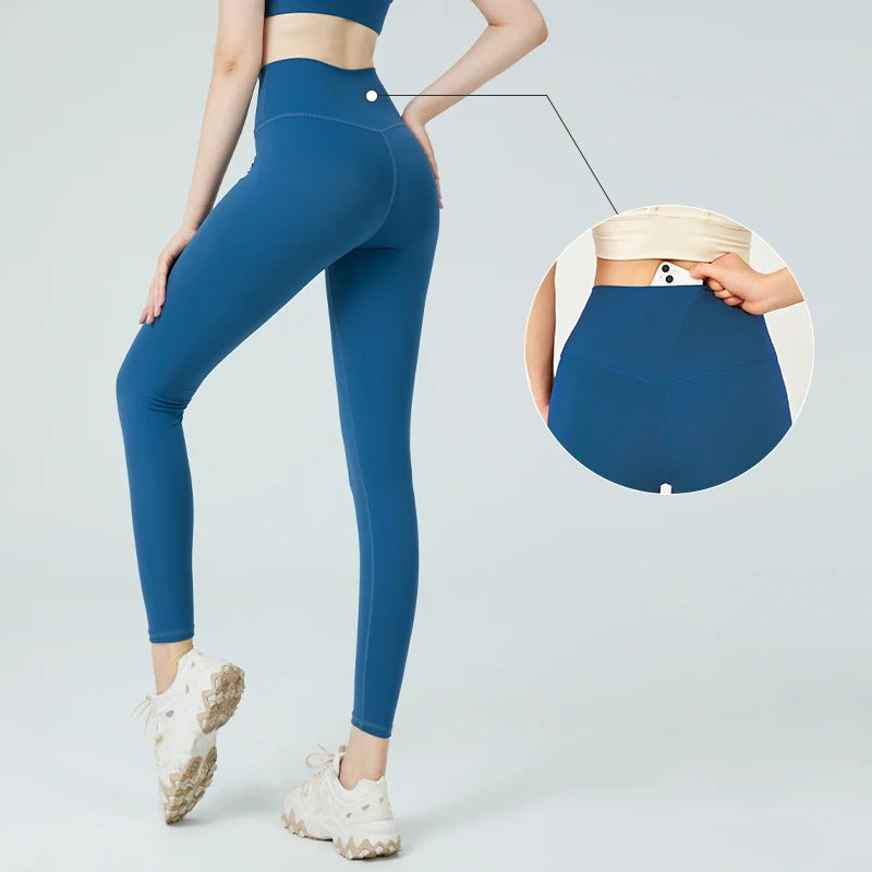 Naked Feel Butt-Lifting Yoga Leggings for Women – High Waist Sports Tights with Hidden Waist Pockets, Gym Fitness Wear