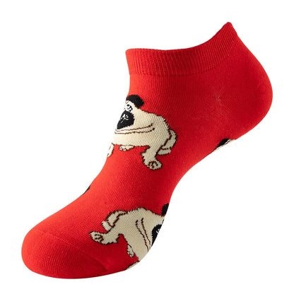 40-Style Colorful Cotton Ankle Socks – Fashion Novelty Short Socks for Men & Women, Funny Animal, Food & Avocado Casual Designs