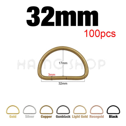 Metal D Ring Adjustable Buckle Set - Webbing Strap Clasps for Backpacks, Bags, Pet Collars, Chains & DIY Accessories
