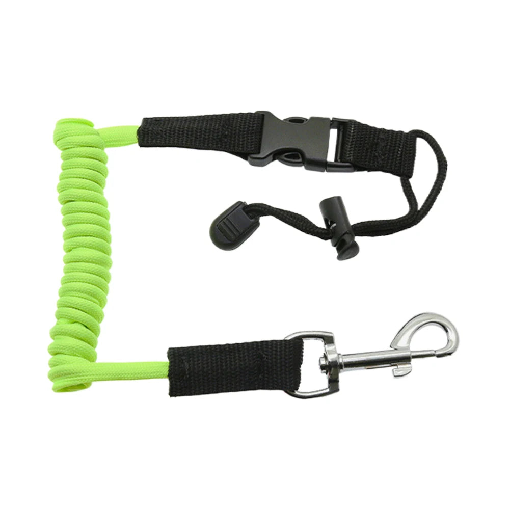 Elastic Kayak Paddle Leash — Adjustable Coiled Lanyard with Safety Hook for Fishing Rods