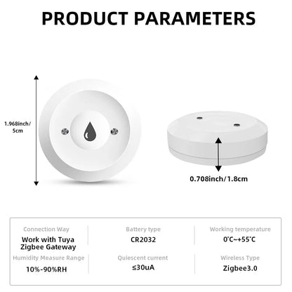 ZigBee Water Sensor - Tuya Leak & Flood Detector for Kitchen/Bathroom, App Remote Monitoring & Home Assistant Support