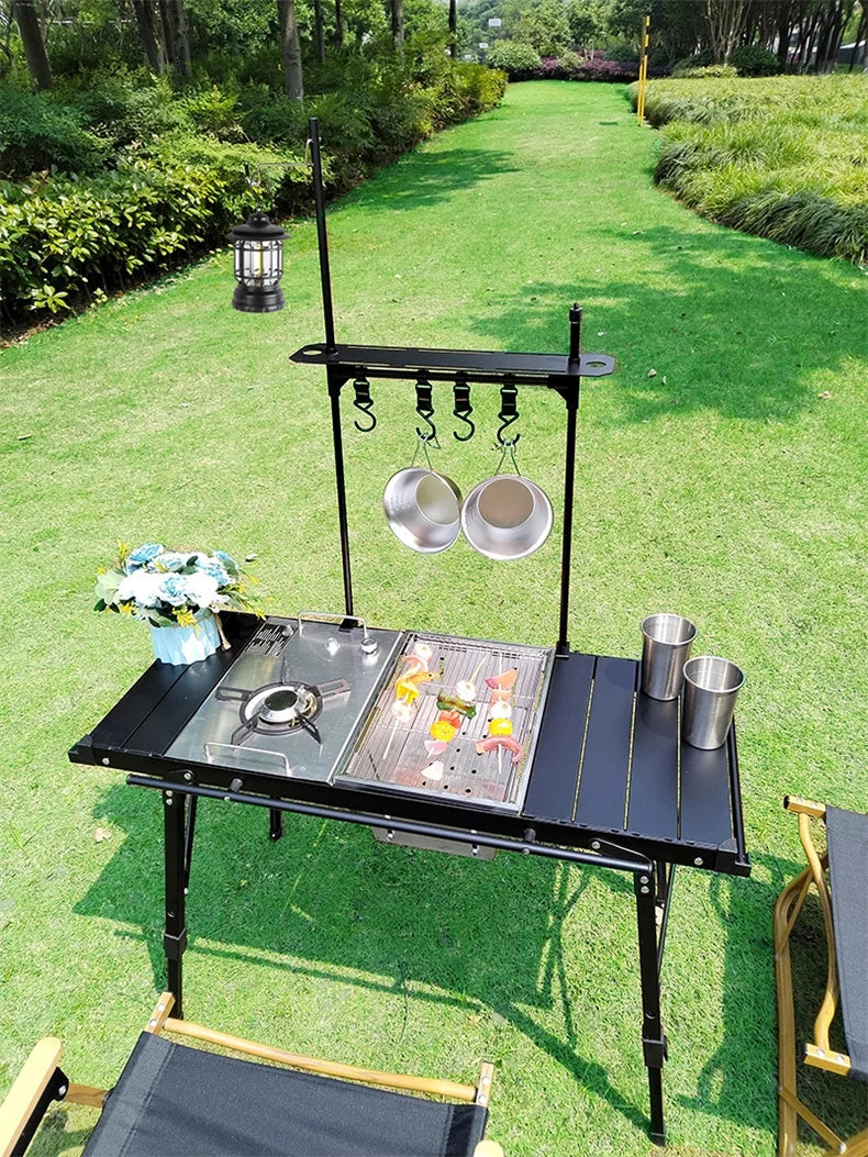 Lohascamping Lightweight Camping Folding Table – Multifunctional IGT Roll Table with Adjustable Legs for BBQ & Desktop Burner