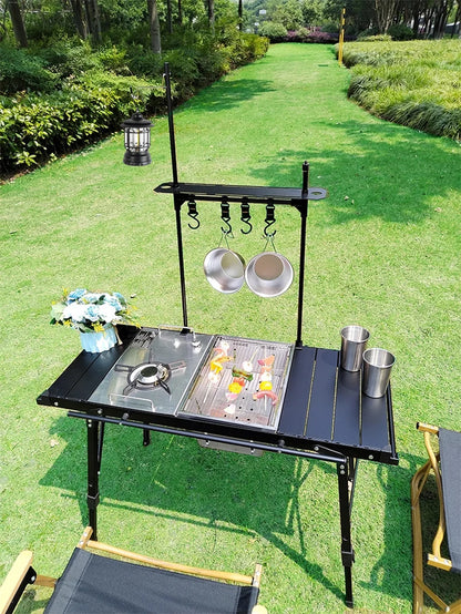 Lohascamping Lightweight Camping Folding Table – Multifunctional IGT Roll Table with Adjustable Legs for BBQ & Desktop Burner