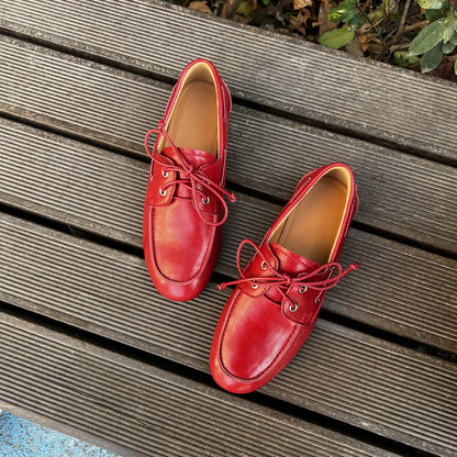 QUTAA 2025 Women’s Fashion Flats — Cow Leather Spring Ballet Loafers, Lace-Up Round Toe Casual Shoes, Sizes 34-41