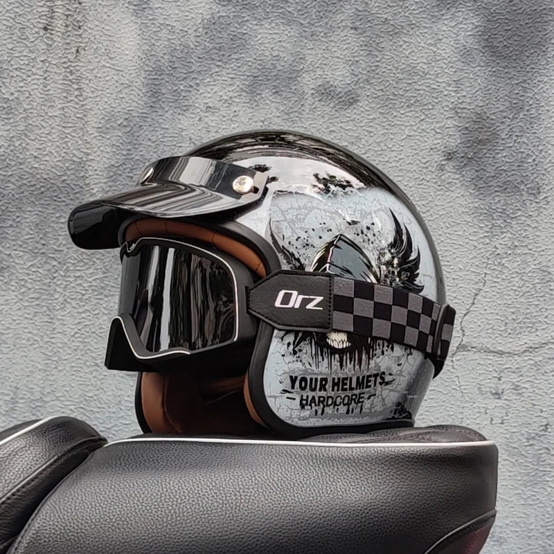 Retro 3/4 Semi-Open Motorcycle Helmet — Cross-Country Winter Riding Accessories