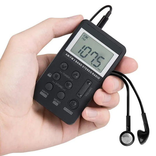 HRD-103 AM/FM Digital Radio - 2 Band Stereo Receiver, Portable Mini Pocket Radio with Headphones & 1.5" LCD Screen for Running