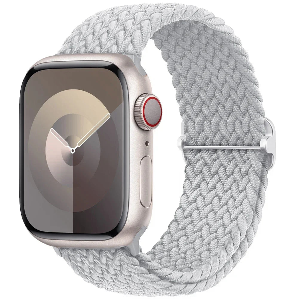 Braided Solo Loop Apple Watch Ultra Band – Elastic Nylon Sport Bracelet for iWatch SE, Series 3–9 (38mm–49mm) Strap