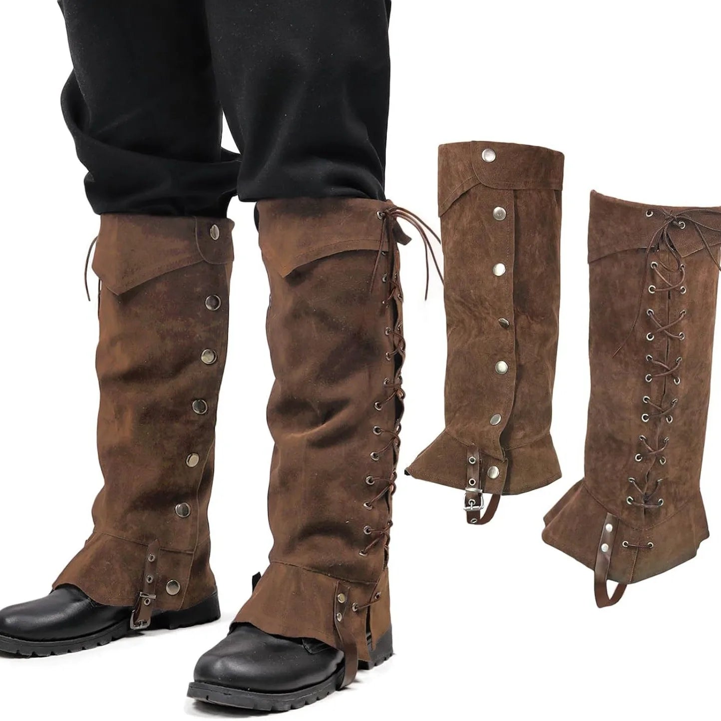 Halloween Medieval Bandage Shoe Covers – Unisex Leg Guard Boots for Viking, Warrior & Knight Cosplay Armor