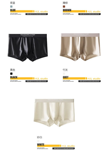 3PCS Luxury Ice Silk Satin Boxers — Summer Smooth, Cool Solid Men’s Underwear with Breathable Mesh Crotch