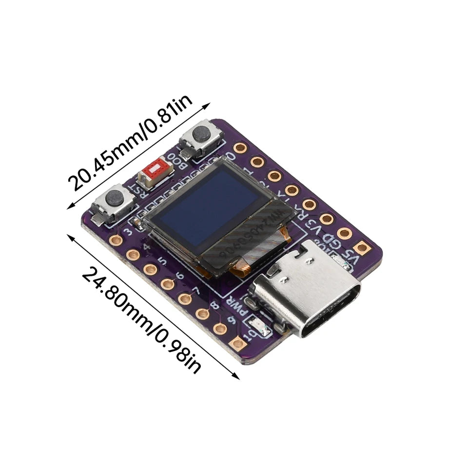 ESP32-C3 Development Board – 0.42-Inch White OLED Display, WiFi & Bluetooth, Ceramic Antenna, Type-C for Arduino