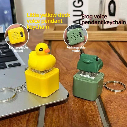 Frog Duck Sound Keychain - Rechargeable Keyboard Clicker with LED Light for Stress Relief & Fun Accessories