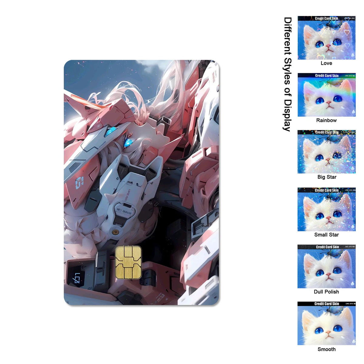 Gundam RX-78-2 & ZGMF-X19A Card Stickers - 2.5D HD Matte Waterproof PVC Skins for Credit and Debit Cards