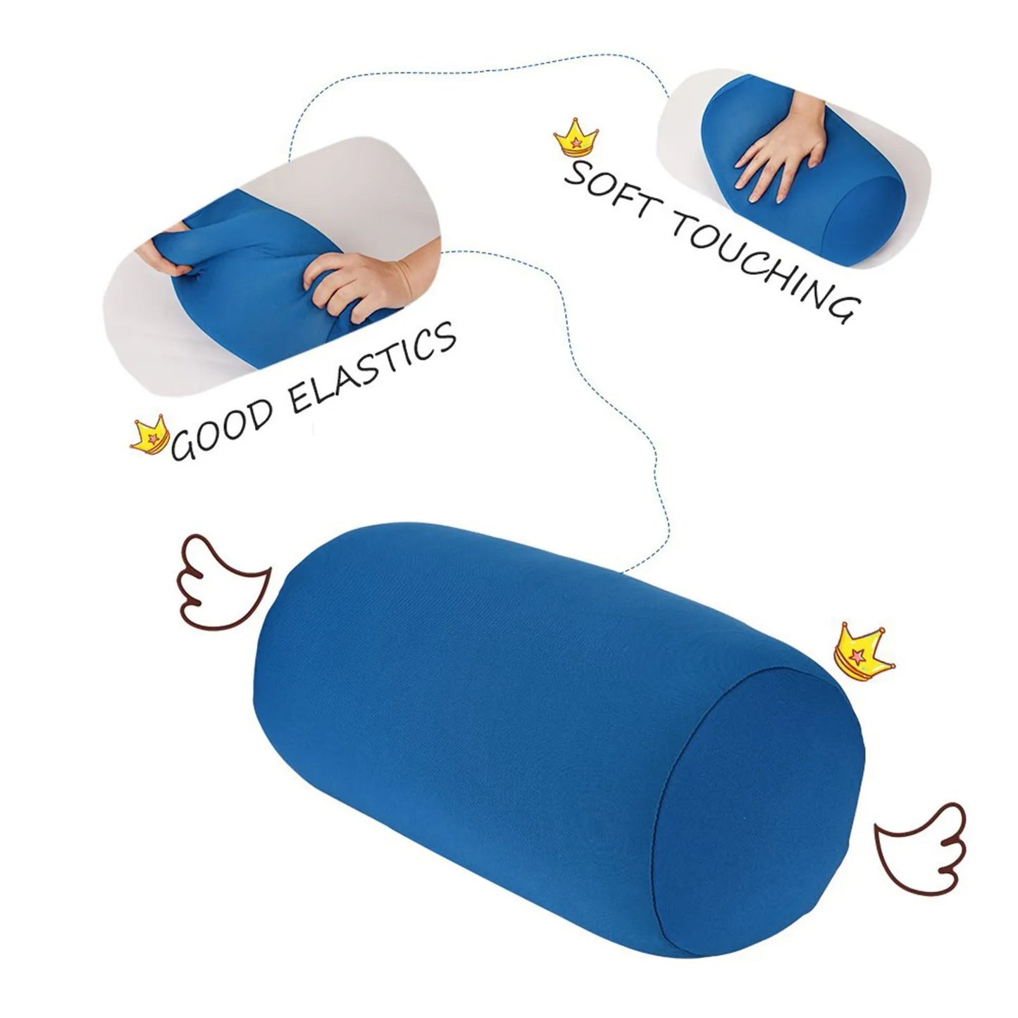 30x16cm Cylindrical Microbead Roll Pillow — Mini Back & Neck Cushion for Travel, Bed, and Home Decor