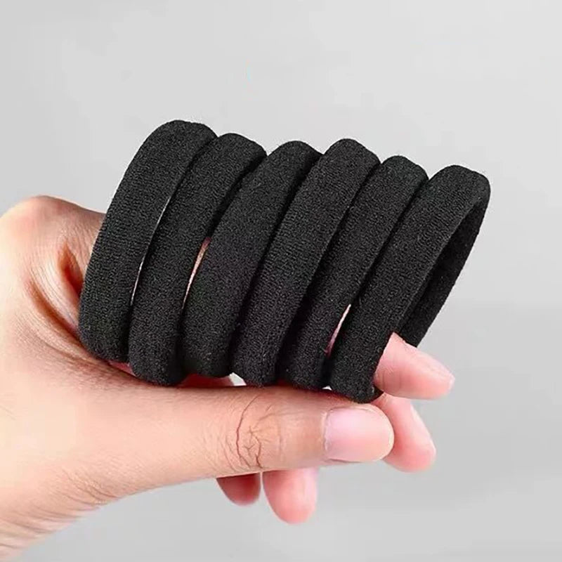 10/100PCS Black Elastic Hair Bands - Simple Rubber Scrunchies & Ponytail Holders for Women & Girls (2-5cm)