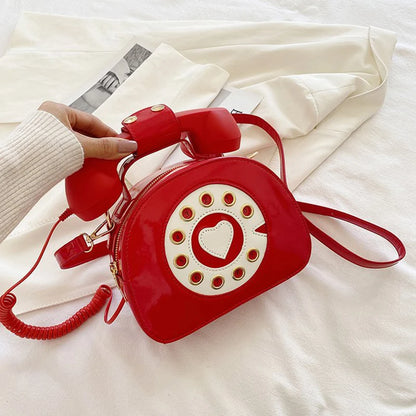 Women’s Creative Telephone-Shaped Crossbody Bag – Retro PU Leather Small Shoulder Handbag