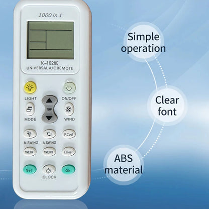 K-1028E Universal A/C Remote Control for Haier, Panasonic, LG, Sharp, Gree, Midea, & More