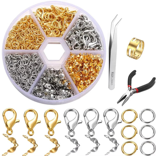 210-400Pcs Jewelry Making Kit - Lobster Clasps Jump Rings Crimp Beads Findings for DIY Bracelets & Necklaces