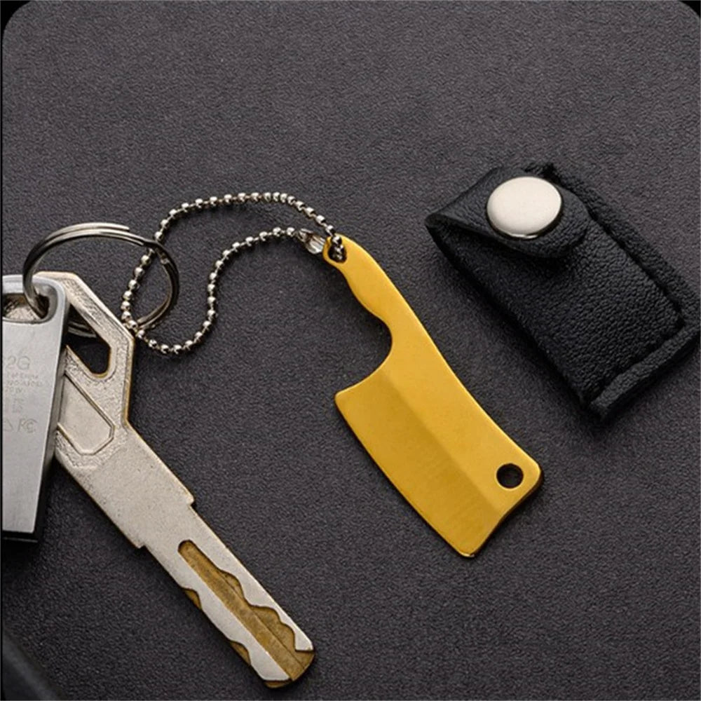 Mini Kitchen Knife Keychain - Portable Wine Bottle Opener & Paper Cutter EDC Fixed Key Chain Pendant for Women