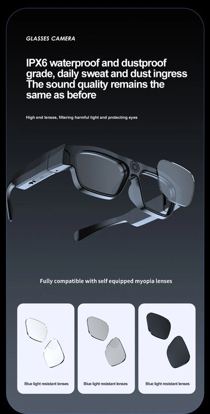 4K Bluetooth HD Video Glasses – Mini Smart Camera for Driving, Cycling, Wireless Music, and Hands-Free Calls