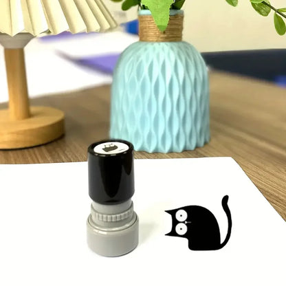 Cute Black Cat Cartoon Stamps – 4-Style DIY Scrapbooking, Diary, Collage & Stationery Decoration Set