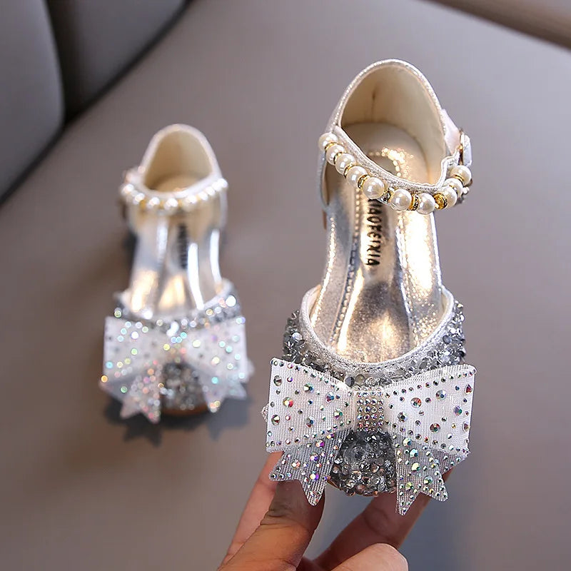 Girls' Princess Sandals - Sequin Rhinestone Bow Flat Shoes for Baby & Kids