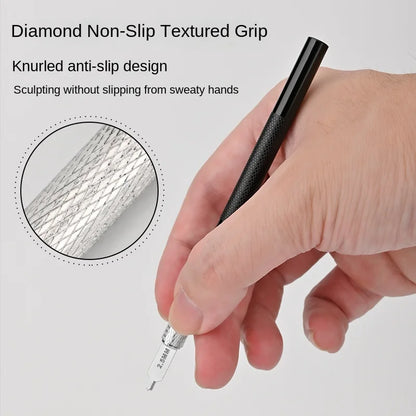MS108 Flat Bottom Hole Drilling Craft Tool Set with Handle – Etched Sheet Knife for DIY Military Model Building
